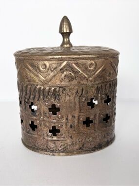 Antique Style Metal Trinket Box Old World Aesthetic Patina Metal Decor Vintage